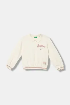 United Colors of Benetton bluza copii culoarea bej, cu imprimeu, 32N4G10KJ imagine