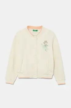 United Colors of Benetton bluza copii culoarea bej, cu imprimeu, 32N4G503P imagine