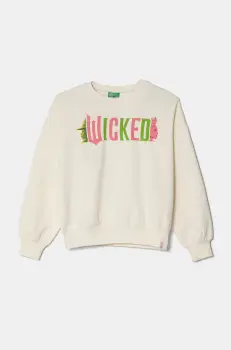 United Colors of Benetton bluza copii culoarea bej, cu imprimeu, 3FE1C10OI imagine