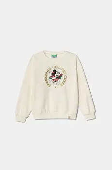 United Colors of Benetton bluza copii culoarea bej, cu imprimeu, 3J73C10LB imagine