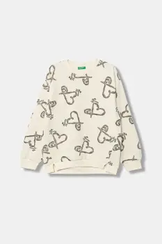 United Colors of Benetton bluza copii culoarea bej, cu imprimeu, 3QHCC10RS imagine