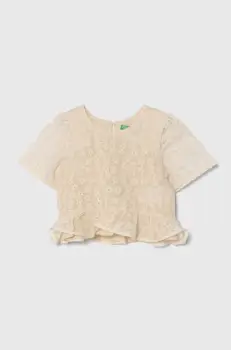 United Colors of Benetton bluza copii culoarea bej, modelator imagine