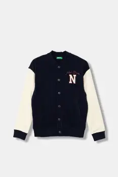 United Colors of Benetton bluza copii culoarea bleumarin, cu imprimeu, 32N4C505F imagine