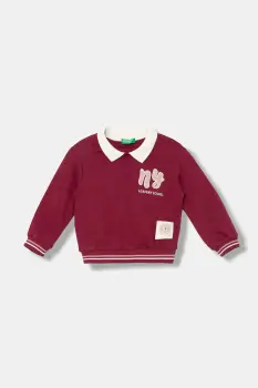 United Colors of Benetton bluza copii culoarea bordo, cu imprimeu, 32N4G10KJ imagine