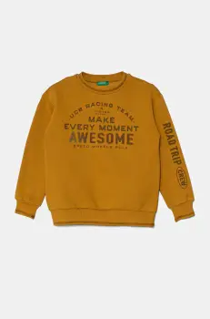 United Colors of Benetton bluza copii culoarea galben, cu imprimeu, 3J73C10L7 imagine