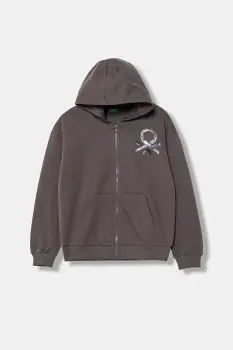 United Colors of Benetton bluza copii culoarea gri, cu imprimeu, 39M2C505O imagine