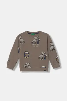 United Colors of Benetton bluza copii culoarea maro, cu imprimeu, 3QHCG10KX imagine