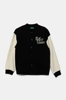 United Colors of Benetton bluza copii culoarea negru, cu imprimeu, 32N4C504V imagine