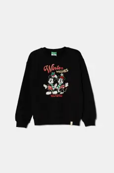 United Colors of Benetton bluza copii culoarea negru, cu imprimeu, 3J73C10LB imagine