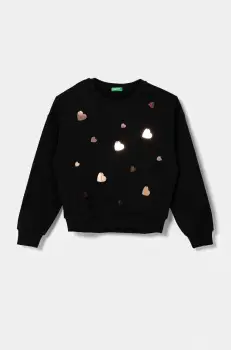 United Colors of Benetton bluza copii culoarea negru, cu imprimeu, 3J73C10M4 imagine