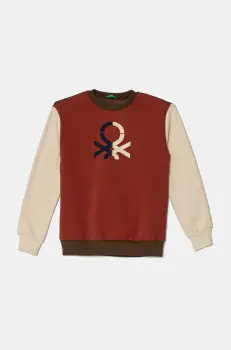 United Colors of Benetton bluza copii culoarea portocaliu, modelator, 3EB5C10KS imagine