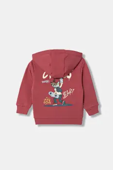United Colors of Benetton bluza copii culoarea rosu, cu gluga, cu imprimeu, 3J73G5046 imagine