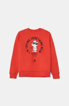 United Colors of Benetton bluza copii culoarea rosu, cu imprimeu, 3UNIC10NH imagine