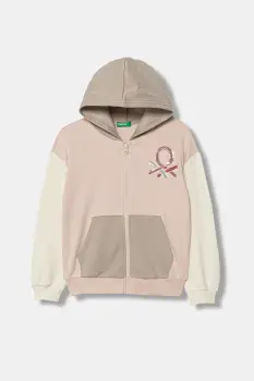 United Colors of Benetton bluza copii culoarea roz, cu imprimeu, 39M2C505O imagine