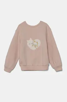 United Colors of Benetton bluza copii culoarea roz, cu imprimeu, 39M2G10GD imagine