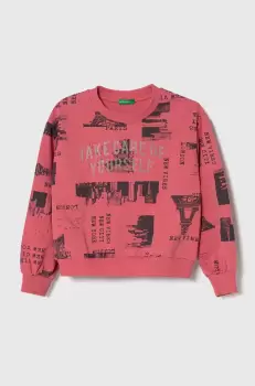 United Colors of Benetton bluza copii culoarea roz, modelator imagine