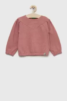 United Colors of Benetton bluza copii culoarea roz, neted imagine
