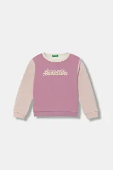 United Colors of Benetton bluza copii culoarea roz, uni, 39M2G10KY imagine