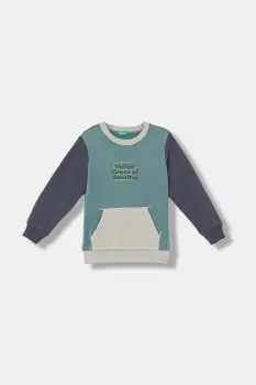 United Colors of Benetton bluza copii culoarea turcoaz, cu imprimeu, 3EB5G10KS imagine