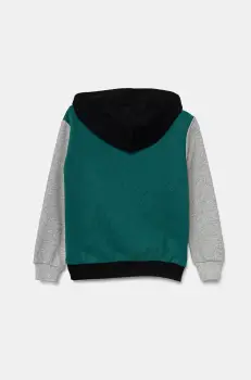 United Colors of Benetton bluza copii culoarea verde, cu gluga, modelator, 3EB5C203U imagine