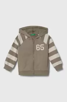United Colors of Benetton bluza copii culoarea verde, cu gluga, modelator imagine