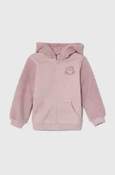 United Colors of Benetton bluza copii culoarea violet, cu gluga, cu imprimeu imagine