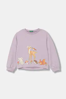 United Colors of Benetton bluza copii culoarea violet, cu imprimeu, 3SNPG10KA imagine