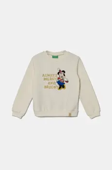 United Colors of Benetton bluza copii x Disney culoarea bej, cu imprimeu, 3J73G10GO imagine