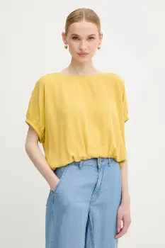 United Colors of Benetton bluza culoarea galben, uni, 5NPHDQ0C6 imagine