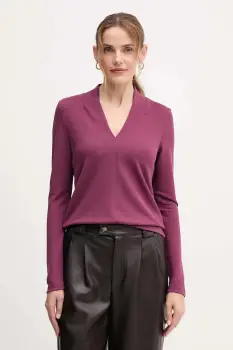 United Colors of Benetton bluza culoarea violet, uni, 31NLD401X imagine