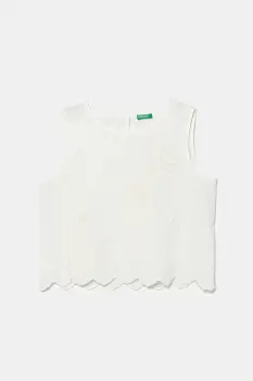 United Colors of Benetton bluza de bumbac pentru copii culoarea alb, neted, 5Q2LCH00E imagine