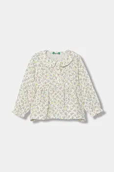 United Colors of Benetton bluza de bumbac pentru copii culoarea bej, cu imprimeu, 534ZGQ02T imagine