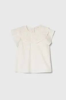 United Colors of Benetton bluza de bumbac pentru copii culoarea bej, neted imagine