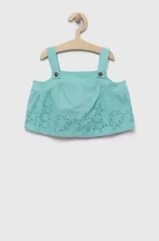 United Colors of Benetton bluza de bumbac pentru copii culoarea turcoaz, neted imagine