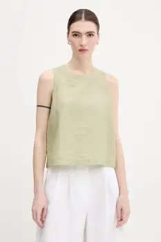 United Colors of Benetton bluza din amestec de in culoarea verde, cu imprimeu, 5YPVDQ0BL imagine