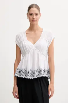 United Colors of Benetton bluza din bumbac culoarea alb, cu imprimeu, 5VZCDQ0C3 imagine