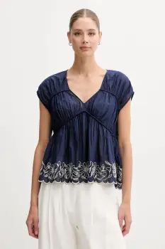 United Colors of Benetton bluza din bumbac culoarea bleumarin, cu imprimeu, 5VZCDQ0C3 imagine