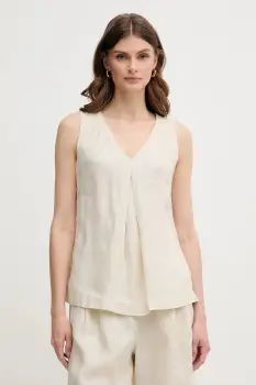 United Colors of Benetton bluza din in culoarea bej, neted, 5BMLDQ06W imagine