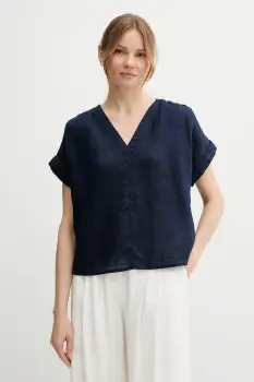 United Colors of Benetton bluza din in culoarea bleumarin, uni, 5BMLDQ0BR imagine