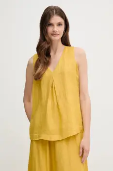 United Colors of Benetton bluza din in culoarea galben, neted, 5BMLDQ06W imagine