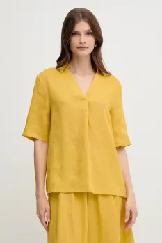 United Colors of Benetton bluza din in culoarea galben, uni, 5BMLDQ0B6 imagine