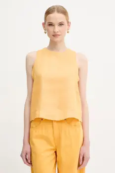 United Colors of Benetton bluza din in culoarea galben, uni, 5BMLDQ0BU imagine