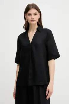 United Colors of Benetton bluza din in culoarea negru, uni, 5BMLDQ0B6 imagine