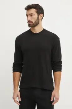 United Colors of Benetton bluza pijama barbati, culoarea negru, neted, 3Q414M01T imagine