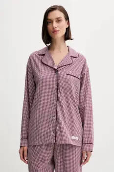 United Colors of Benetton camasa de pijama culoarea bordo, bumbac, 4MYG3M00D imagine