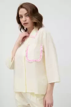 United Colors of Benetton camasa de pijama din bumbac culoarea galben, bumbac imagine