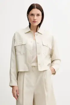 United Colors of Benetton geaca din amestec de in culoarea bej, de tranzitie, oversize, 25BVDN08B imagine