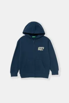 United Colors of Benetton hanorac cu fermoar pentru copii, din bumbac imagine