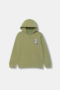 United Colors of Benetton hanorac cu fermoar pentru copii, din bumbac imagine