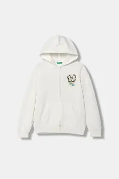 United Colors of Benetton hanorac cu fermoar pentru copii, din bumbac imagine
